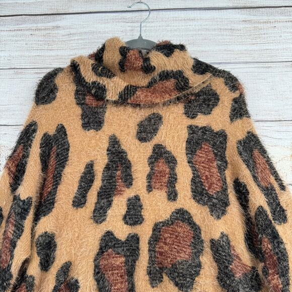 Show Me Your MuMu Fatima Turtleneck Sweater Womens M Cheetah Fever Knit Brown - Picture 3 of 13